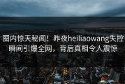 圈内惊天秘闻！昨夜heiliaowang失控瞬间引爆全网，背后真相令人震惊