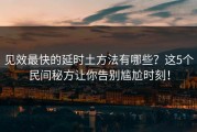 见效最快的延时土方法有哪些？这5个民间秘方让你告别尴尬时刻！